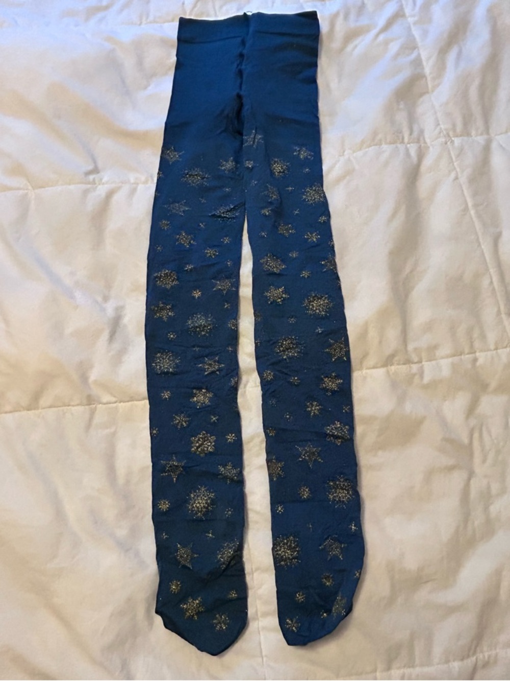 Let It Snow SNAG Tights E NEW 80 Denier Bone China Blue GLITTER winter snowflake - Picture 2 of 10